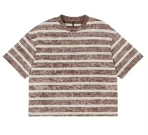 Camiseta Retro a Rayas de Estilo Vintage para Hombre, Corte Holgado, Lavada, de Manga Corta, Estilo Urbano - Product Image 2