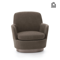 Fauteuil individuel en tissu de luxe italien, design élégant, pieds en métal, rembourrage en mousse, pivotant à 360 degrés, pour salon