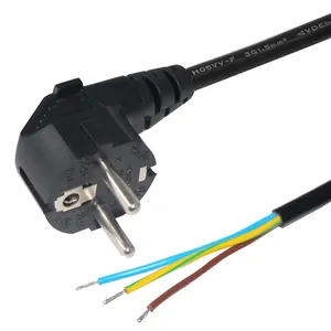 VED certificated 3*0.75mm Ac cable 220v Eu 3pin Plug to Stripped and Tinned power cords for laptops