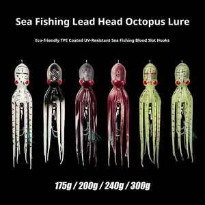 Leurre de pêche en silicone imprimé UV lumineux en forme de calmar 150g avec doubles hameçons pour la pêche en mer de la morue, du thon, du <span class=keywords><strong>marlin</strong></span> 150G - Product Image 2