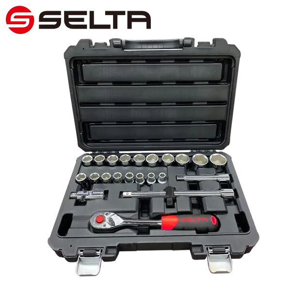 SELTA Werkslieferung 24-teiliges Steckset Werkzeugkasten für Autowerkstatt Reparaturwerkzeug für Autowartung