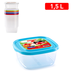 Contenitore per Alimenti Quadrato 1,5 L, Durevole e Riutilizzabile, Colori Assortiti - Product Image 3