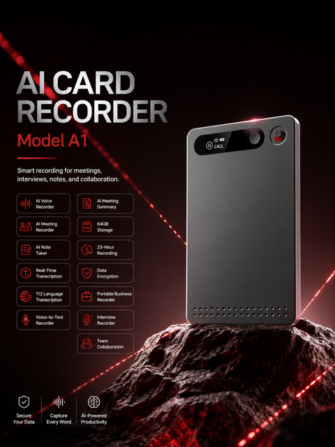 2026 AI Voice Recorder and Note Taker with GPT-5 112 Language Real Time Transcription 64GB and 23H Battery Life