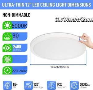 Moderne 220V LED Deckenleuchte Einbauleuchte 6000K Tageslichtweiß 30W Downlight Flach Ultraschlank Nicht Dimmbar - Product Image 2