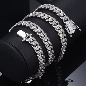 CSJY Trang Sức Hip Hop Bán Chạy Hàng Đầu Kích Thước Số Lượng Lớn 10MM Sang Trọng Sterling Silver Mạ Vàng Prong Set CZ Cuban Chuỗi Liên Kết - Product Image 6