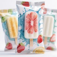 Sachet personnalisé imprimé pour bâtonnets glacés, avec fermeture arrière et encoche de déchirement, résistant à l'humidité, pour les glaces à congeler