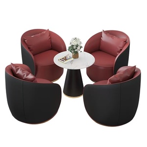 Fauteuil de salon moderne en cuir, fauteuil d'appoint, siège de détente pour hôtel, bureau, réception, salle d'attente - Product Image 2