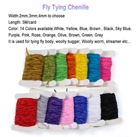 5m/Karte S M L Fliegenbinde-Tinsel Rayon Chenille Garn Woolly Bugger Würmer Leech Streamer Fliegenfischen Bindematerial für Fliegenkörper