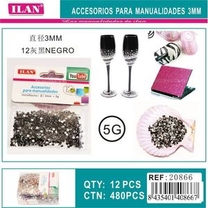 Strass Ilan 3mm Nero Grigio per Decorazioni Fai-da-Te e Artigianato - Product Image 1