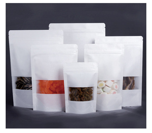 Trắng kraft giấy <span class=keywords><strong>Stand</strong></span>-<span class=keywords><strong>Up</strong></span> <span class=keywords><strong>Pouch</strong></span> Túi với dây kéo cửa sổ cho thực phẩm Thức Ăn vật nuôi & nhai kẹo cao su cho Pizza Sushi Jelly salad Sachets - Product Image 2