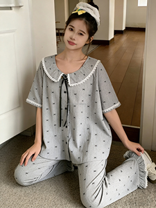 Pigiama da <span class=keywords><strong>donna</strong></span> di lusso alla moda 2026, nuovo, con stampa carina, in <span class=keywords><strong>cotone</strong></span> confortevole, per l'estate, camicia da notte, abbigliamento per la casa - Product Image 4