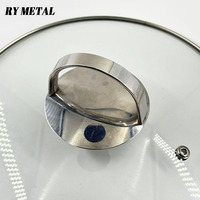 Tutup Panci Tahan Lama Kaca Tempered Dengan Cincin Stainless Steel Tutup Panci Datar Penutup Panci Masak