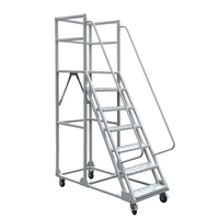 Escalera de Plataforma Móvil de Aluminio Desmontable para Almacén Jigong, Escalera de Plataforma Móvil para Recogida de Pedidos, Escalera Rodante