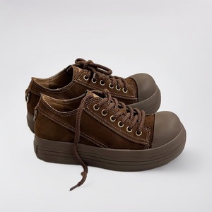 รองเท้าแพลตฟอร์มหัวกว้างหนังนิ่ม | รองเท้าตัวตลกคู่ส้นหนาแบบผูกเชือก | ถนนสูงทุกฤดูกาลสำหรับเดินสบายๆ - Product Image 3