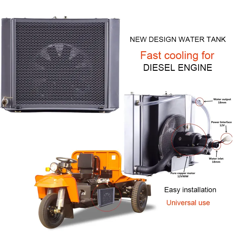 NEW DESIGN plug-in easy installation diesel engine tricycle shifeng tractor aluminum water tank cooler radiator
