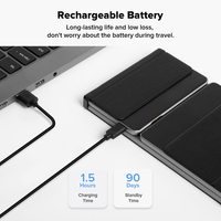 Delux KF18 Folding Wireless Keyboard 2.4G Rechargeable 2-in-1 Touchpad Leather Cover Portable Multi-Device Compatible