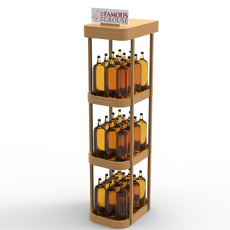 Hot Selling Customizable Three-Layer Wooden Display Rack Shelf Floor Stand for Wine Storage in Stores — view 5