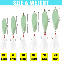 Señuelos de Pesca Luminosos para Agua Salada, Cucharas de Pesca, Anzuelos Triples Metálicos, Señuelos para Trucha, Spinners Metálicos Duros para Salmón y Lubina