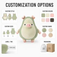 Jolie Peluche Cochon Avocat Vert Personnalisée, Jouet en Peluche Cochonnet Doux, Décoration, Faible MOQ, Service OEM ODM, Échantillon, Fabricant Direct