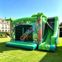 Château gonflable à thème animaux de la jungle avec toboggan, combo commercial gonflable pour l'école et la location de fêtes