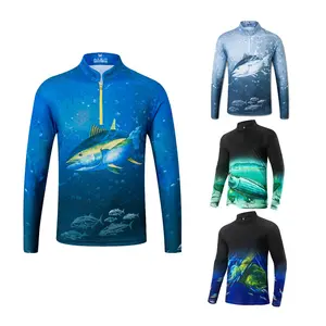 Professional supplier outdoor sunscreen stand-up collar sublimation printing women's fishing shirts