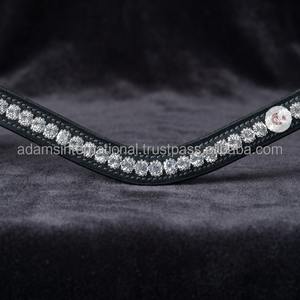สายรัดหน้าผากม้าหนังคุณภาพสูง ประดับด้วยคริสตัล  ปรับแต่งสีและขนาดได้  บุด้วยวัสดุอย่างดี ขายส่งสำหรับกีฬาขี่ม้า - Product Image 2