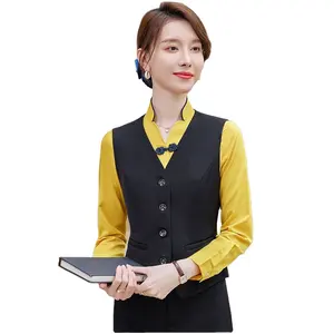Work uniform for hotels ladies suit vest custom utility plus size women's vests & waistcoats
