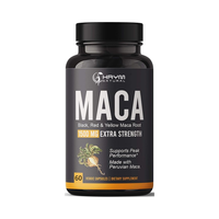 <strong>Best</strong> <strong>Selling</strong> Organic Maca Root Powder Hihg Dosage Capsules Containing Black+Red+Yellow Peruvian Maca Root Extract Supplement