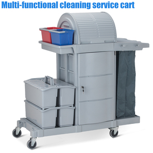 Carro de servicio multifuncional comercial con cubo de colección de cajones Carro de limpieza extraíble portátil - Product Image 3