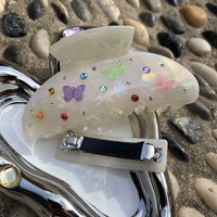 Accessoires cheveux Vintage coloré incrusté de diamant printemps requin pince à cheveux nouveau papillon peint acétate avec strass