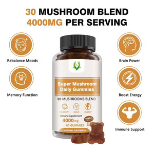 Gummies quotidiennes aux champignons super-nutritifs, marque privée OEM, avec extrait d'ashwagandha et de poivre noir, favorisant la puissance cérébrale et la fonction de mémoire - Product Image 6