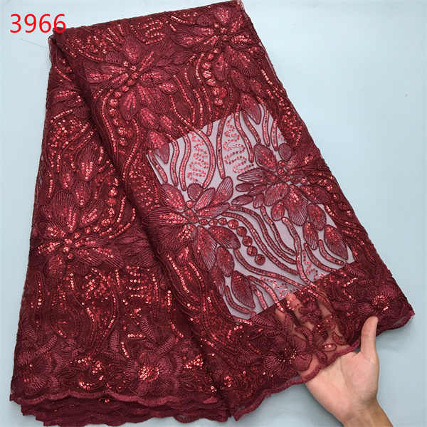 3966 African French Lace Fabric Party Dresses Sequins Lace Fabric Wholesale Price Sequin Embroidery Lace Fabric for Wedding