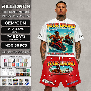 Custom LOGO T-Shirts <b>Set</b> High Street Casual 100% Polyester Men's T-Shirts <b>Set</b> Street Retro Printed Man Short Sleeve Tee <b>Set</b> - Product Image 1