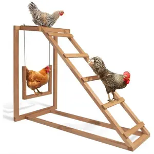 Wooden playground for hens with swing and perch