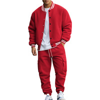 Ensemble de survêtement décontracté style américain automne-hiver, veste et pantalon, 100% polyester doublé polaire, couleur unie