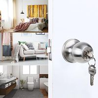 Serrure de porte d'entrée durable en acier inoxydable 304 brosse satinée bouton de cylindre en nickel à clé haute sécurité Installation facile