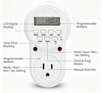 Enchufe Temporizador Digital Estándar de EE. UU. de 110 V, Programable con Ciclo de 7 Días, para Luz UV, Función de Apagado Automático, Enchufe Estadounidense