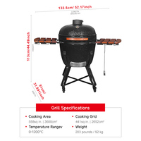 SEB Fabricant OEM Grand barbecue en céramique de 23.5 pouces Barbecue à charbon Fumeur OEM Cuisson en plein air BBQ Oeuf Charbon de bois Barbecue Grill