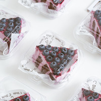 Emballage carré tendance pour gâteaux bento, idéal pour tiramisu en tranches, pâtisseries et desserts, emballage transparent portionné de qualité alimentaire