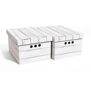 SET DI 2 SCATOLE DECORATIVE IN CARTONE ONDULATO BIANCO 33X25X18CM - Product Image 1