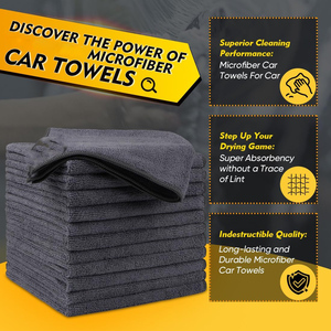 Chiffon en microfibre gris 32*32cm 300gsm, tissu éponge tricoté chaîne, idéal pour le nettoyage des voitures, de la cuisine et des vaisselles, en microfibre – Vente chaude - Product Image 2