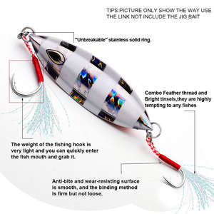 ALPHA Personnalisé 10 # -20 #   Hameçons d'assistance pour carpes en acier à haute teneur en carbone avec plume brillante pour l'eau salée - Product Image 6