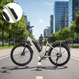 Bicicleta Híbrida de Carretera, Bicicleta Eléctrica de 36 V y 500 W de Potencia, Transmisión de 7 Velocidades, Neumático de 26 Pulgadas, Velocidad de 50 km/h, Freno de Disco Mecánico, Ligera, JYOP-SMDOPHIN 7-Spe - Product Image 5