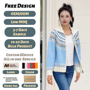 <span class=keywords><strong>Cardigan</strong></span> Invernale da <span class=keywords><strong>Donna</strong></span> Casual Vintage con Colletto a Risvolto, <span class=keywords><strong>Zip</strong></span>, Anti-Pilling, in Poliestere/Cotone, Manica Lunga - Product Image 1