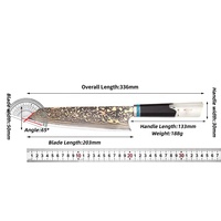 Keenhope Professional Japan Aichi 57-laags koper-messing Damascus staal AUS-10 8 inch Kiritsuke mes met ebbenhouten hars handvat