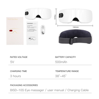Masseur oculaire pliable avec musique Bluetooth, compression thermique, pliage à 180 degrés, étanche, en ABS, certifié CE, pour soulager la fatigue oculaire