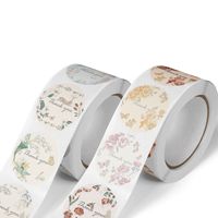 Rollo de 500 Pegatinas Redondas de Agradecimiento, Etiquetas de Sellado Coloridas con Diseño Floral Pastel, para Empaquetado de Pequeñas Empresas, Sobres, Bolsas de Regalo y Decoración