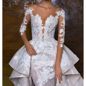 <span class=keywords><strong>Robe</strong></span> <span class=keywords><strong>de</strong></span> <span class=keywords><strong>mariée</strong></span> sirène en dentelle avec traîne détachable, tenue <span class=keywords><strong>de</strong></span> mariage <span class=keywords><strong>de</strong></span> style occidental - Product Image 4