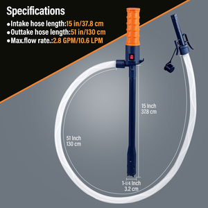 PEILI FN101CA-USB <b>Fuel</b> <b>Transfer</b> <b>Pump</b> Plastic Centrifugal <b>Pump</b> Automatic Nozzle 2.8 GPM/12-15W 5V ATEX Certified 0.5% Accuracy - Product Image 3
