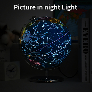Mappa del mondo illuminata da 8 pollici con costellazione e globo rotante in PVC di plastica in metallo per educazione geografica del globo terrestre per la decorazione di home office - Product Image 6